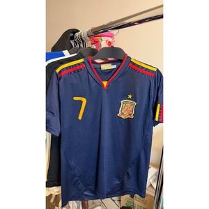 David  Villa‎ #7 Large Retro Jersey Spain Away 2010 World Cup Soccer Football